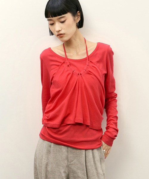 【レッド（60）】ホルターネックカットソー セール】ホルターネックカットソー（Tシャツ/カットソー）｜ADAM ET