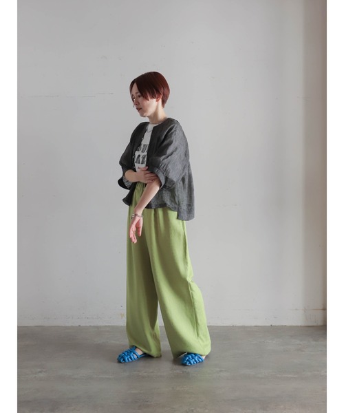 FIL DE FER(フィルデフェール)の「ラミーウィンドペンプリント ショートブラウス(シャツ/ブラウス・レディース・ブラック/ベージュ・FREE)」の18枚目の写真