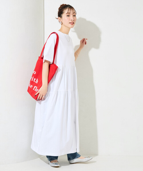 FREAK'S STORE(フリークスストア)の「限定展開 Champion × FREAK'S STORE/チャンピオン 別注 ティアード 切り替え ワンピース(ワンピース・レディース・ブラック/オフホワイト/グリーン/ライトグレー/ネイビー・MEDIUM)」の16枚目の写真