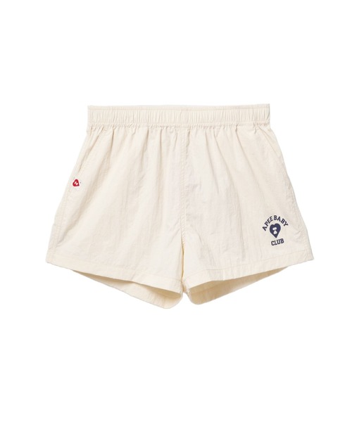 A BATHING APE（アベイシングエイプ）の「RUBBER PRINTED LOGO NYLON TRAINING SHORTS（その他パンツ・レディース・アイボリー/ネイビー・X-SMALL/SMALL）」の2枚目の写真