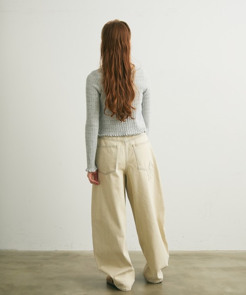 Crisp（クリスプ）の「透かし編みメロウショートカーディガン（カーディガン/ボレロ・レディース・グレー/レッド/アイボリー・FREE）」の8枚目の写真