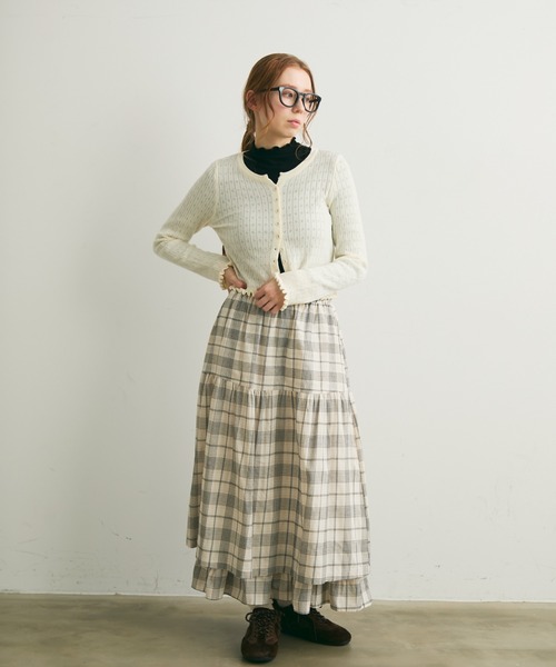 Crisp（クリスプ）の「透かし編みメロウショートカーディガン（カーディガン/ボレロ・レディース・グレー/レッド/アイボリー・FREE）」の16枚目の写真