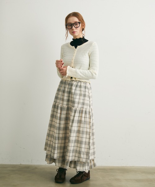 Crisp（クリスプ）の「透かし編みメロウショートカーディガン（カーディガン/ボレロ・レディース・グレー/レッド/アイボリー・FREE）」の17枚目の写真