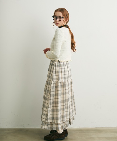 Crisp（クリスプ）の「透かし編みメロウショートカーディガン（カーディガン/ボレロ・レディース・グレー/レッド/アイボリー・FREE）」の18枚目の写真