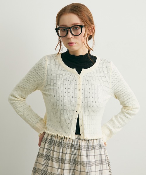 Crisp（クリスプ）の「透かし編みメロウショートカーディガン（カーディガン/ボレロ・レディース・グレー/レッド/アイボリー・FREE）」の19枚目の写真