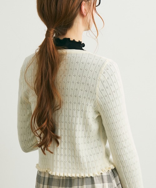 Crisp（クリスプ）の「透かし編みメロウショートカーディガン（カーディガン/ボレロ・レディース・グレー/レッド/アイボリー・FREE）」の21枚目の写真