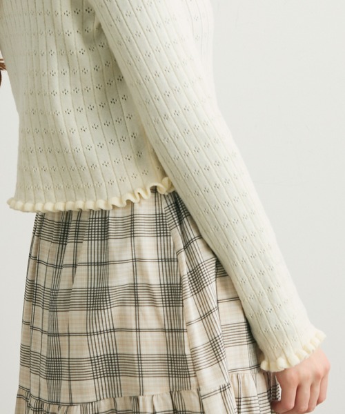 Crisp（クリスプ）の「透かし編みメロウショートカーディガン（カーディガン/ボレロ・レディース・グレー/レッド/アイボリー・FREE）」の22枚目の写真