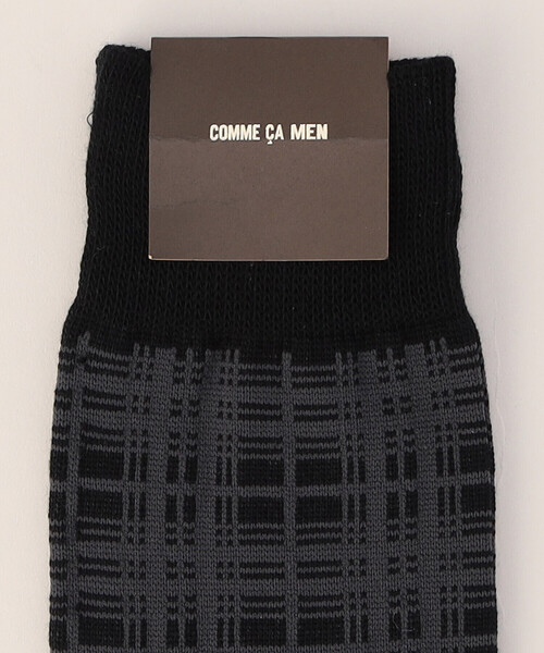 COMME CA MEN（コムサメン）の「チェック柄 クルーソックス（ソックス/靴下・メンズ・チャコールグレー/ブラウン・27.0cm）」の3枚目の写真