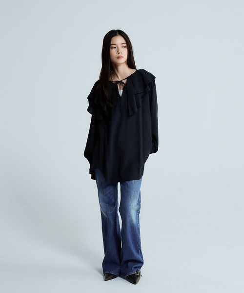 JEANASIS(ジーナシス)の「アシメフリルスキッパーチュニック/660216(チュニック・レディース・ホワイト/チャコールグレー/ブラック・FREE)」の13枚目の写真