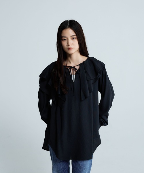 JEANASIS(ジーナシス)の「アシメフリルスキッパーチュニック/660216(チュニック・レディース・ホワイト/チャコールグレー/ブラック・FREE)」の14枚目の写真