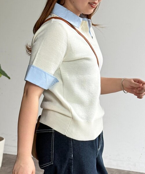 U.S. POLO ASSN.（ユーエスポロアッスン）の「【U.S. POLO ASSN.】フェイクレイヤード半袖ポロ（ポロシャツ・レディース・アイボリー/ブラウン/グレー/ネイビー・FREE）」の8枚目の写真