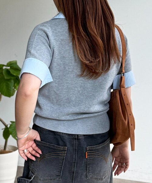 U.S. POLO ASSN.（ユーエスポロアッスン）の「【U.S. POLO ASSN.】フェイクレイヤード半袖ポロ（ポロシャツ・レディース・アイボリー/ブラウン/グレー/ネイビー・FREE）」の13枚目の写真