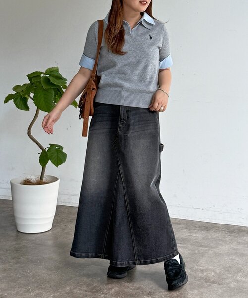 U.S. POLO ASSN.（ユーエスポロアッスン）の「【U.S. POLO ASSN.】フェイクレイヤード半袖ポロ（ポロシャツ・レディース・アイボリー/ブラウン/グレー/ネイビー・FREE）」の16枚目の写真