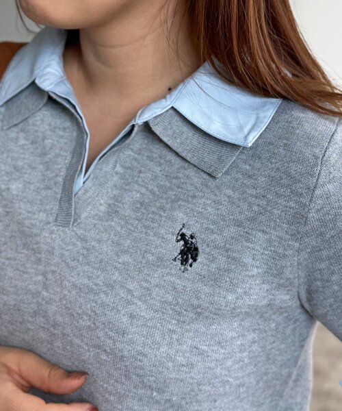 U.S. POLO ASSN.（ユーエスポロアッスン）の「【U.S. POLO ASSN.】フェイクレイヤード半袖ポロ（ポロシャツ・レディース・アイボリー/ブラウン/グレー/ネイビー・FREE）」の17枚目の写真