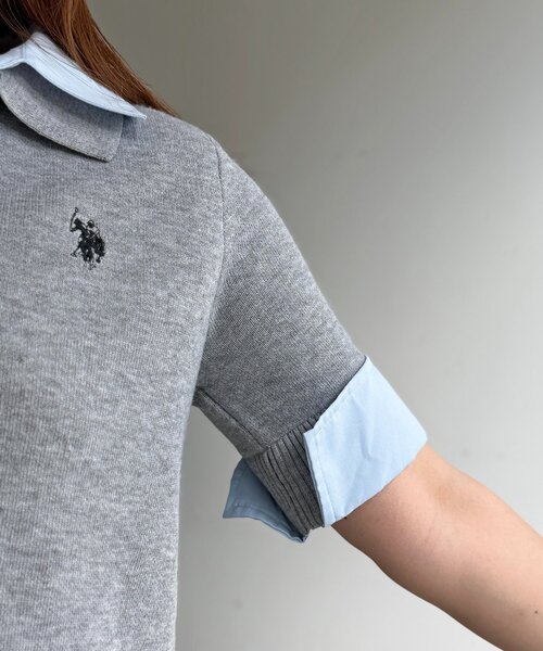 U.S. POLO ASSN.（ユーエスポロアッスン）の「【U.S. POLO ASSN.】フェイクレイヤード半袖ポロ（ポロシャツ・レディース・アイボリー/ブラウン/グレー/ネイビー・FREE）」の18枚目の写真