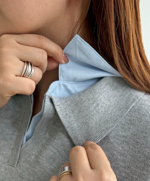 U.S. POLO ASSN.（ユーエスポロアッスン）の「【U.S. POLO ASSN.】フェイクレイヤード半袖ポロ（ポロシャツ・レディース・アイボリー/ブラウン/グレー/ネイビー・FREE）」の21枚目の写真