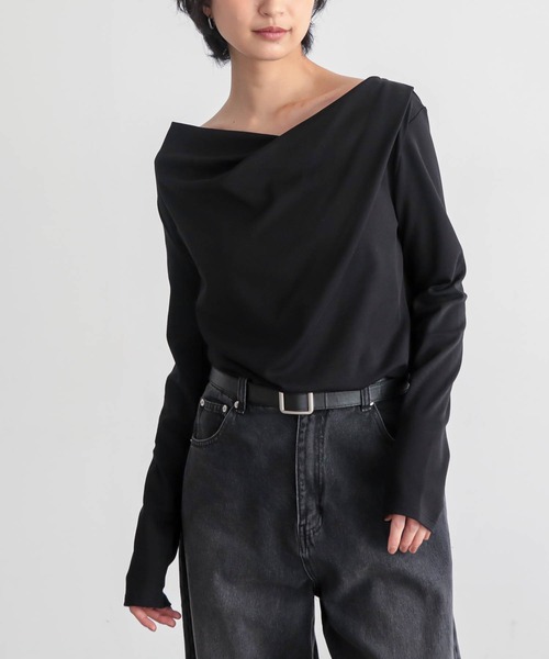 for/c(フォーシー)の「ドレープトップス【サスティナブル】(Tシャツ/カットソー・レディース・ブラック/オフホワイト・L/M)」の17枚目の写真