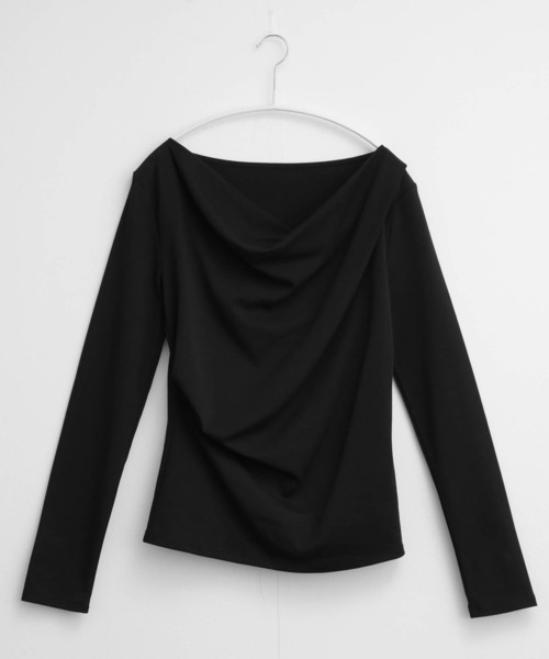 for/c(フォーシー)の「ドレープトップス【サスティナブル】(Tシャツ/カットソー・レディース・ブラック/オフホワイト・L/M)」の3枚目の写真