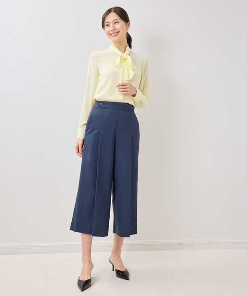 NARACAMICIE（ナラカミーチェ）の「【NARACAMICIE】ジョーゼットラッフルボウタイ長袖ブラウス（シャツ/ブラウス・レディース・ブルー/イエロー・L/M/S）」の4枚目の写真