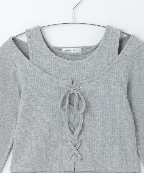 LOVETOXIC(ラブトキシック)の「レースアップテレコ長袖シャツ(Tシャツ/カットソー・キッズ・ブラック/レッド/トップグレー/オフホワイト・130cm/S:140cm/L:160cm/M:150cm)」の11枚目の写真