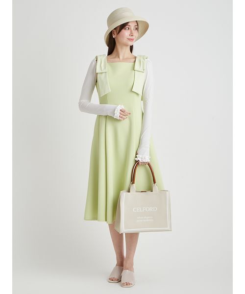 CELFORD(セルフォード)の「【多機能素材】ラッシュガードショルダーリボンワンピース(ワンピース・レディース・オフホワイト/ブラック・36/38)」の7枚目の写真