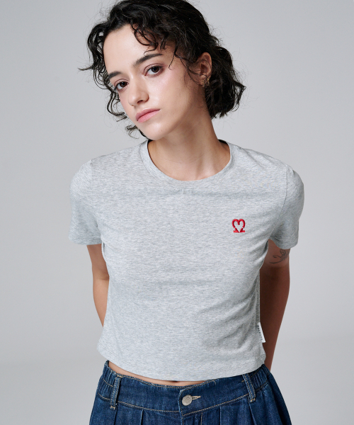 MALOUPE(マロップ)の「5210 クロップシグネチャーTシャツ (グレー)(Tシャツ/カットソー・レディース・グレー・FREE)」の2枚目の写真