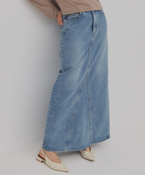 PUBLIC TOKYO(パブリックトウキョウ)の「【2026年春新作】PUBLIC DENIM SKIRT(デニムスカート・レディース・ブルー/ライトグレー・1/2)」の1枚目の写真