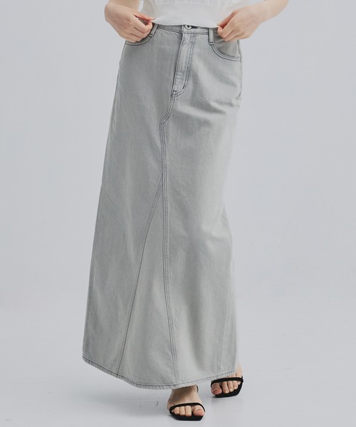 PUBLIC TOKYO(パブリックトウキョウ)の「【2026年春新作】PUBLIC DENIM SKIRT(デニムスカート・レディース・ブルー/ライトグレー・1/2)」の2枚目の写真