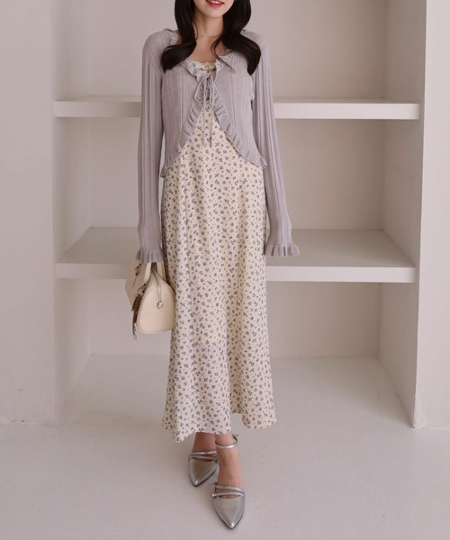 archives(アルシーヴ)の「【高機能】ランダムリブフリルニットカーディガン(カーディガン/ボレロ・レディース・オフホワイト/グレー/ブラック/ピンク・MEDIUM)」の10枚目の写真