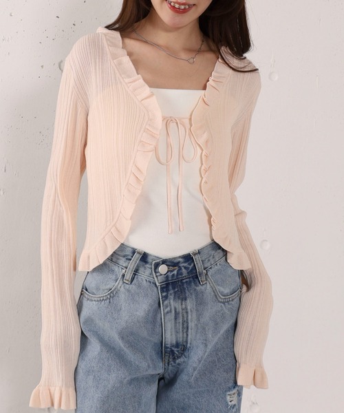 archives(アルシーヴ)の「【高機能】ランダムリブフリルニットカーディガン(カーディガン/ボレロ・レディース・オフホワイト/グレー/ブラック/ピンク・MEDIUM)」の22枚目の写真