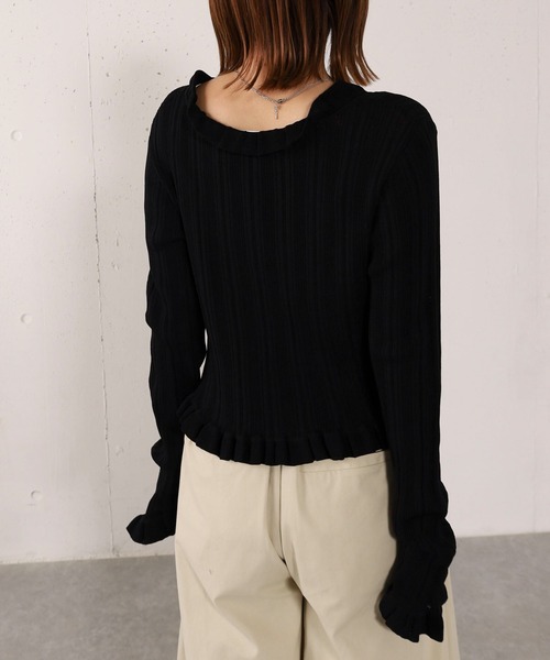 archives(アルシーヴ)の「【高機能】ランダムリブフリルニットカーディガン(カーディガン/ボレロ・レディース・オフホワイト/グレー/ブラック/ピンク・MEDIUM)」の17枚目の写真