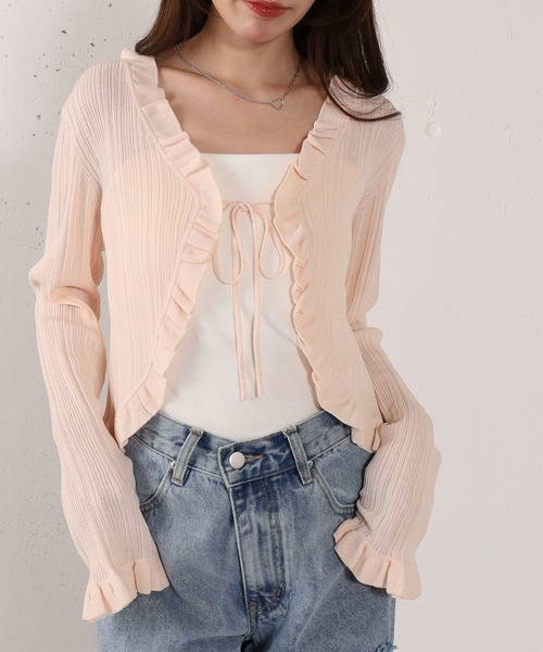 archives(アルシーヴ)の「【高機能】ランダムリブフリルニットカーディガン(カーディガン/ボレロ・レディース・オフホワイト/グレー/ブラック/ピンク・MEDIUM)」の21枚目の写真