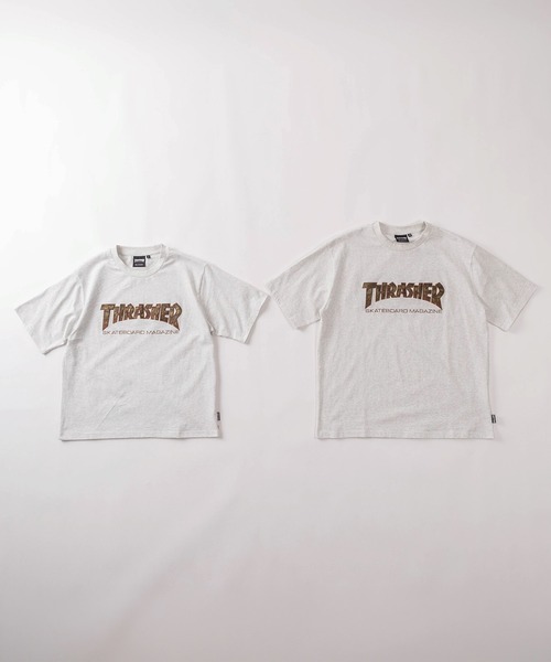 THRASHER(スラッシャー)の「【70】【THRASHER/スラッシャー】カモフラ/レオパード ブランドロゴ アップリケ刺繍 クルーネックTシャツ/ショート丈有り(Tシャツ/カットソー・メンズ・ピンク/ブラック/ブラック系その他/アッシュグレー・M/FREE/XL/L)」の5枚目の写真