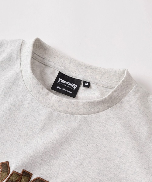 THRASHER(スラッシャー)の「【70】【THRASHER/スラッシャー】カモフラ/レオパード ブランドロゴ アップリケ刺繍 クルーネックTシャツ/ショート丈有り(Tシャツ/カットソー・メンズ・ピンク/ブラック/ブラック系その他/アッシュグレー・M/FREE/XL/L)」の8枚目の写真