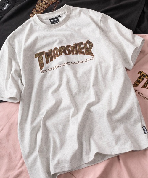 THRASHER(スラッシャー)の「【70】【THRASHER/スラッシャー】カモフラ/レオパード ブランドロゴ アップリケ刺繍 クルーネックTシャツ/ショート丈有り(Tシャツ/カットソー・メンズ・ピンク/ブラック/ブラック系その他/アッシュグレー・M/FREE/XL/L)」の18枚目の写真