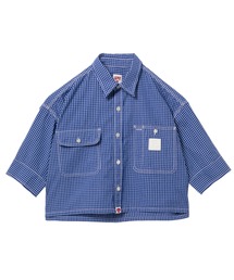 PU BADGE SHORT SLEEVES CHECK SHIRT