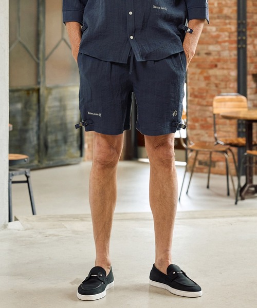 Maison code 13(メゾンコードサーティーン)の「mp14769-linen like belted shorts リネン風ショートパンツ(M26S-13)(その他パンツ・メンズ・ネイビー/グレイッシュベージュ・S/M/L)」の3枚目の写真