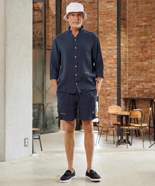 Maison code 13(メゾンコードサーティーン)の「mp14769-linen like belted shorts リネン風ショートパンツ(M26S-13)(その他パンツ・メンズ・ネイビー/グレイッシュベージュ・S/M/L)」の5枚目の写真