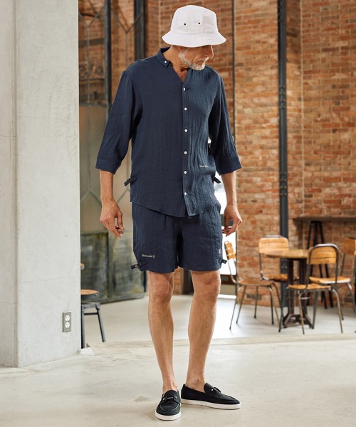 Maison code 13(メゾンコードサーティーン)の「mp14769-linen like belted shorts リネン風ショートパンツ(M26S-13)(その他パンツ・メンズ・ネイビー/グレイッシュベージュ・S/M/L)」の6枚目の写真