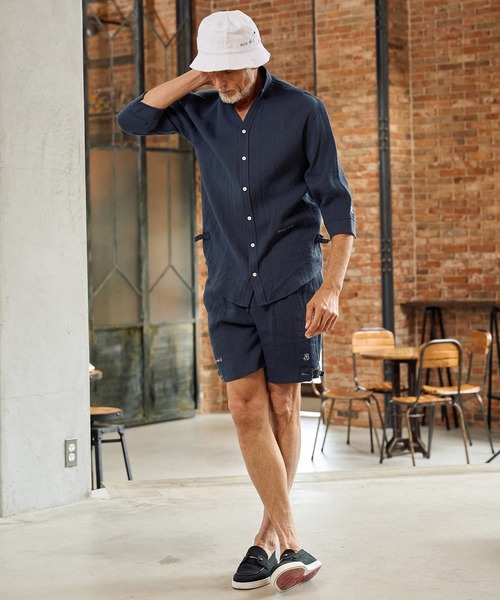 Maison code 13(メゾンコードサーティーン)の「mp14769-linen like belted shorts リネン風ショートパンツ(M26S-13)(その他パンツ・メンズ・ネイビー/グレイッシュベージュ・S/M/L)」の7枚目の写真