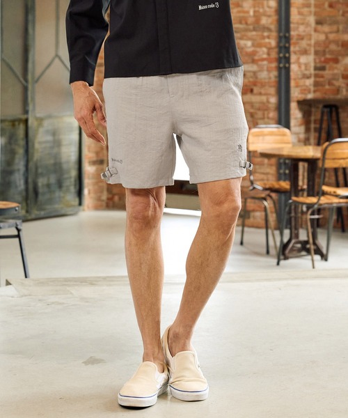 Maison code 13(メゾンコードサーティーン)の「mp14769-linen like belted shorts リネン風ショートパンツ(M26S-13)(その他パンツ・メンズ・ネイビー/グレイッシュベージュ・S/M/L)」の8枚目の写真
