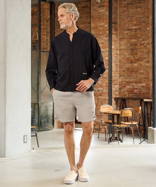 Maison code 13(メゾンコードサーティーン)の「mp14769-linen like belted shorts リネン風ショートパンツ(M26S-13)(その他パンツ・メンズ・ネイビー/グレイッシュベージュ・S/M/L)」の11枚目の写真