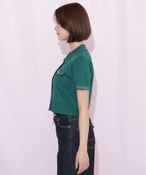 JILL by JILL STUART(ジルバイジルスチュアート)の「ステッチポロニット(ニット/セーター・レディース・ピンク/グリーン/ホワイト/ネイビー・FREE)」の17枚目の写真