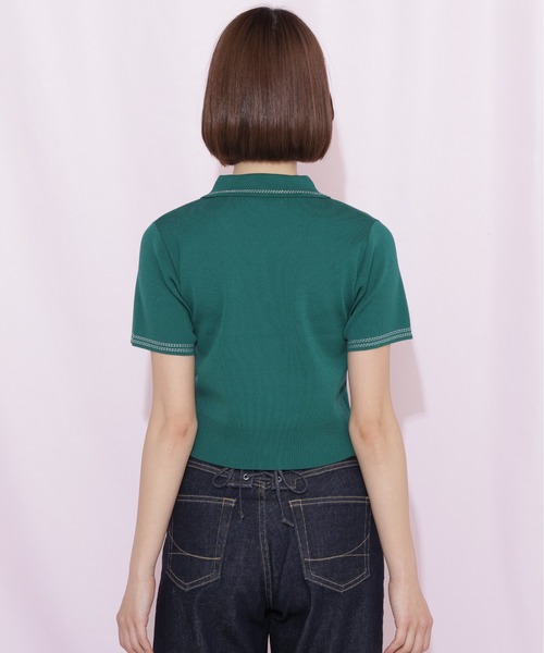 JILL by JILL STUART(ジルバイジルスチュアート)の「ステッチポロニット(ニット/セーター・レディース・ピンク/グリーン/ホワイト/ネイビー・FREE)」の18枚目の写真