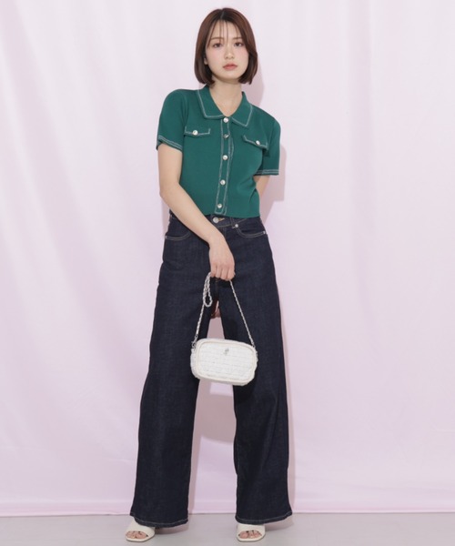 JILL by JILL STUART(ジルバイジルスチュアート)の「ステッチポロニット(ニット/セーター・レディース・ピンク/グリーン/ホワイト/ネイビー・FREE)」の14枚目の写真