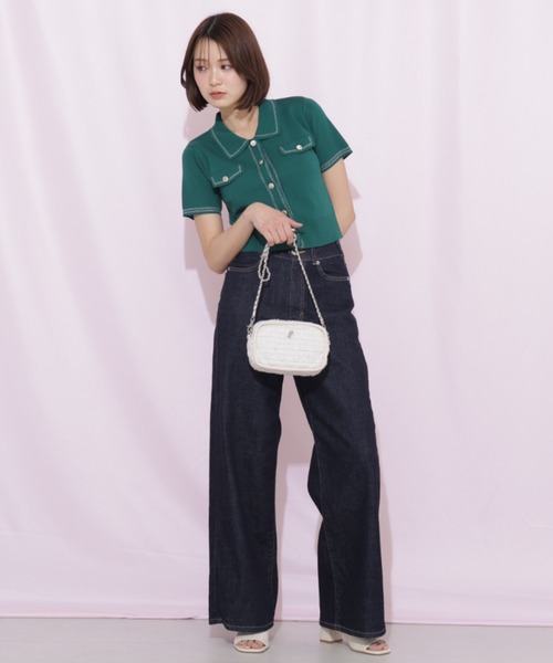 JILL by JILL STUART(ジルバイジルスチュアート)の「ステッチポロニット(ニット/セーター・レディース・ピンク/グリーン/ホワイト/ネイビー・FREE)」の15枚目の写真