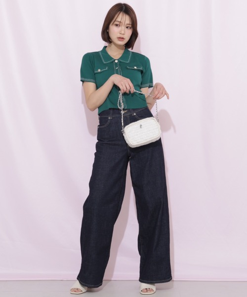 JILL by JILL STUART(ジルバイジルスチュアート)の「ステッチポロニット(ニット/セーター・レディース・ピンク/グリーン/ホワイト/ネイビー・FREE)」の16枚目の写真