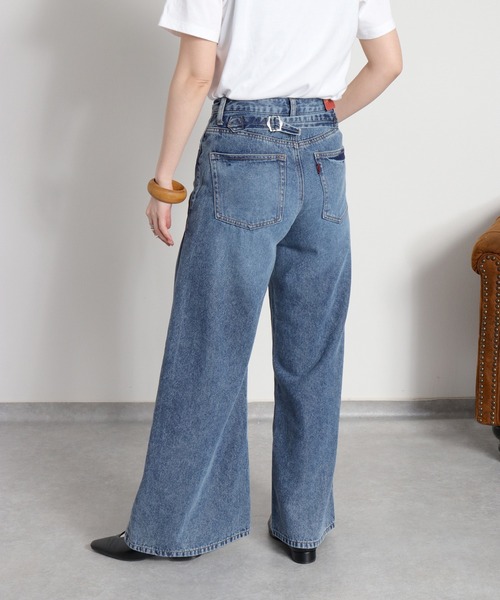 cepo（セポ）の「【軽やかに広がる、美脚タックフレア】サイドタックワイドデニムパンツ（デニムパンツ・レディース・ブルー系3/ブルー系2・S/M/L）」の10枚目の写真