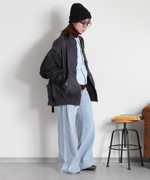 cepo（セポ）の「【軽やかに広がる、美脚タックフレア】サイドタックワイドデニムパンツ（デニムパンツ・レディース・ブルー系3/ブルー系2・S/M/L）」の19枚目の写真