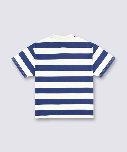 VANS(バンズ)の「クォータージップ ストライプポロ / TP STRIPES SS POLO Marsh Wide VN000NJMEGB1(ポロシャツ・メンズ・ブルー・X-LARGE/LARGE)」の2枚目の写真